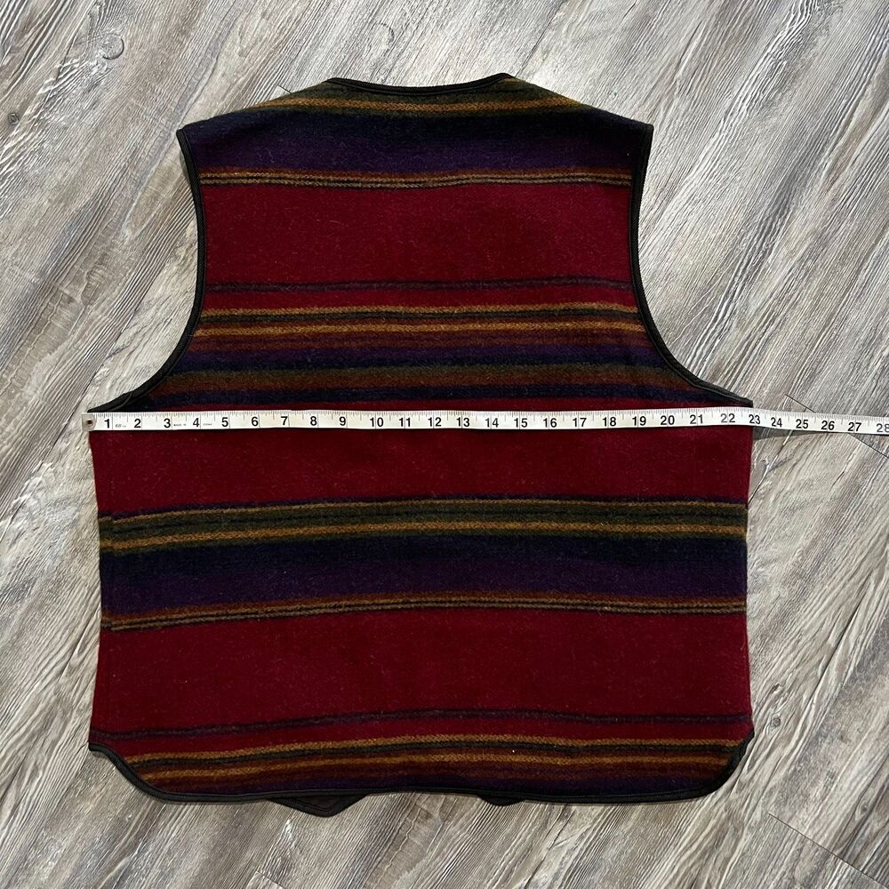Woolrich Southwestern Wool Zip Vest Burgundy USA M - Picture 8 of 9